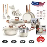 Complete 14-Piece Granite Non-Stick Cookware Set - Cook with Confidence & Style