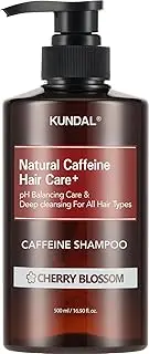 KUNDAL Natural Caffeine Scalp Shampoo [Cherry Blossom] Korean Hair Care, K-Beauty, Deep Cleansing, Scalp Care, For Thinning Hair, Helps Thickening, Scalp Care & Hair Strengthening, Natural Coffee Beans, Hydration, All Hair Types, For Men and Women 500ml