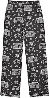 [ZZXXB] Retro Music Boys Long Pants Soft Trousers Elastic Waist Kids Lounge Bottoms with Pockets S-XL