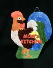 MOM’S KITCHEN Ceramic Hanging Wall Sign Trivet Plaque Chicken #8