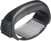 hoehew Stainless Steel Garlic Presser, 2024 NEW Garlic Press Rocker, Mincer Garlic Crusher with Peeler, Wide Handle Innovative Garlic Chopper Mincer Crusher Grinder Masher (1pc black)