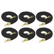 4 Feet Black Velvet Stanchion Rope, 6 Pack Crowd Control Barrier Rope, Golden
