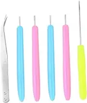 OFFIGAM 6pcs Quilling Tools Paper Craft Rolling Needle Pen for DIY Art Projects Includes Rolling Pens Tweezers Tool Durable Holder Random Color