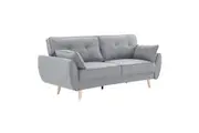 Sarantino 3 Seater Modular Linen Fabric Sofa Bed Couch - Light Grey