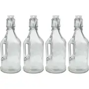 4PK Lemon & Lime 350ml Jar/Jug Drink Container w/ Clip Lock Lid Glass Bottle CLR