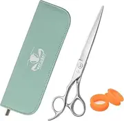 Left Handed Matte Deluxe Dog Grooming Scissors Great Grooming Shears for All Breeds,Design For Professional Groomer. (7" Straight Lefty)