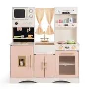 Babyjoy Kids Kitchen Playset Wooden Cooking Pretend Toy Set w/Oven & Full Cooking Accessories Gift Home
