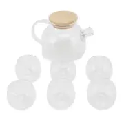 Glass Teapot Set With 6 Cups 500ml High Borosilicate Glass Stovetop Safe Tea US
