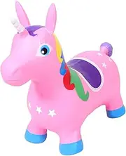 QUMIIRITY Unicorn Toy Inflatable Bouncing Animal Ride on Jumping Toys Ride on Hopping Toy Ride on Bouncing Animal Unicorn Bouncys Horse Dinosaur Outdoor Toys Bouncing Toy PVC Pink