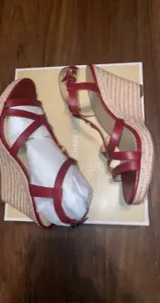 Michael Kors Preston Wedge Brandy Leather sz 10