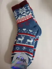 2 Pair Bright Star Womens Double Layers Socks Holliday Size 9-11