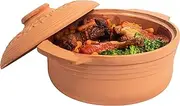 [Browin] 770612 Pan with Lid 4 L for Bread Baking Meat Roasting Cooking Without Fat, Terracotta, Brown