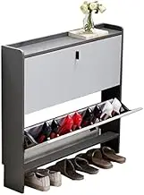 Shoe Cabinet for Entryway Slim Shoe Organizer Cabinet with 2 Flip Drawers Freestanding Wood Shoe Rack for Entryway Modern Narrow Shoe Storage Cabinet for Living Room (Color : /Gray, Size : 70cm)