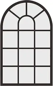 Generic Arched Window Wall Mirror Wall Decorative Mirror Rustic Simple,Windowpane Arch Mirror,Wall Art for Living Room,Vanity Bedroom, Black, as described