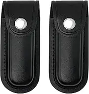2 PCS Pocket Knife Holster Leather Pocket Knife Sheath for Belt, Black Folding Knife Sheath for Outdoor Climbing,Camping, Cycling and Hiking