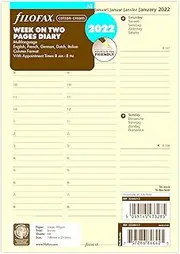 Filofax 2022 A5 Week on Two Pages 5 Language Diary, Cream, 22-68513