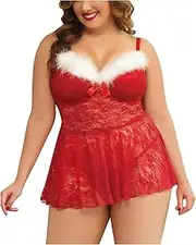 [Generic] Maternity Camisole Short Pajamas Lingerie Set Red Sexy Thong Hollow Festival Sexy Garter Lingerie Set for Women