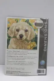 Dimensions Cross Stitch Puppy Mischief Needlepoint Kit 5" X 5" Sealed