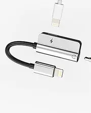 Aux to Lightning Adapter 3.5mm Jack Headphone Splitter 2in1 for iPhone 14 13 12 Pro Max Audio Cable Charger Adaptor Connector for Apple Wired Earphone Converter Dual Accessories for iPad Phone Dongle