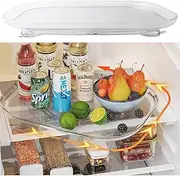 Lazy Susan Turntable Organizer for Refrigerator,360° Rotating Clear Rectangular Fridge Organizer Storage,Applicable to Cabinet, Table, Pantry, Kitchen, Countertop