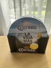 Corona Extra La Vida Mas Fina 6 Pc Coaster Set With Tin Holder Ocean Scene NIB