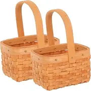 2pcs Mini Bamboo Woven Baskets Small Flower Basket for Easter Egg Decorative Miniature for Flower Girl Home Candy Storage