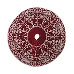Sudha Pennathur Red Velvet Tree Skirt with Silver Beading, 60