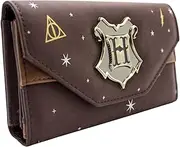 Harry Potter Hogwarts Crest Badge Brown Coin & Card Tri-Force Purse