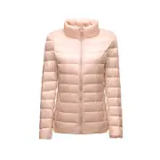 Nevenka Womens Lightweight Puffer Jacket Winter Stand Collar Short Coat-Tender Pink