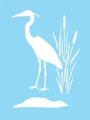 Stencils by Joanie Great Blue Heron Wetland Marsh Bird Cattail Cabin DIY Signs