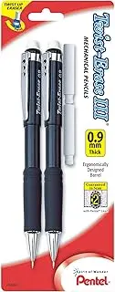 Pentel Twist-Erase III Automatic Pencil with 2 Eraser Refills, 0.9mm, Assorted Barrels, 2 Pack (QE519BP2-K6)