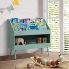 Oikiture Kids Bookshelf Children Bookcase Organiser Toy Storage Shelf Green