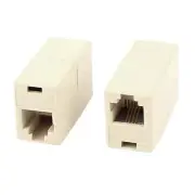 2pcs RJ11 6P4C Female to Female Telephone Line Coupler Connector Jack Beige