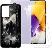 Monster Pattern Case Compatible with Samsung Galaxy A72 5G + [2 Pack] Screen Protector Tempered Glass, Shockproof Case Cover for Samsung Galaxy A72 4G (6.7 inch)