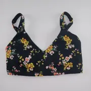 Offline by Aerie Women's Goals Plunge Sports Bra Size Small True Black Floral