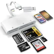 5-in-3 Memory Card Reader, Lightnin-Type C-USB A Three Connector to SD/TF/CF/...