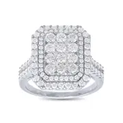 Brilliant Claw Emerald Shape Ring with 2.00ct of Diamonds in 9kt White Gold
