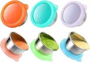 6x1.6 oz Salad Dressing Container To Go, Fits in Bento Box for Lunch, 18/8 Stainless Steel Condiment Containers with Lids, Easy Open, Leakproof, Rainbow Color Reusable Small Dipping Sauce Cups Set