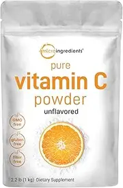Pure Ascorbic Acid Powder (Water Soluble Vitamin C Powder), 1 KG (2.2 Pounds), Immune Vitamins for Immune System Booster and Strong Antioxidant for Making Serum or Adding to Smoothie and Drinks