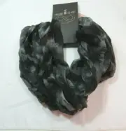 Infinity Circle Figure 8 Loop Polyester Scarf Gray Black Blend 30 Inches By 70"