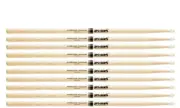 5 PACK Pro-Mark Hickory Drum Sticks, 5A Oval Nylon Tips, Medium, Made in USA, TX