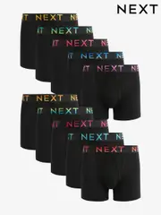 Black Bright Ombre Text Waistbands 10 pack A-Front Boxers (N09377) | $84