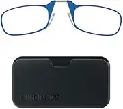 ThinOptics Reading Glasses 1.00 Blue Frames With Universal Pod Compact Case - Slim Light Foldable Eyeglasses +1.00 Strength With Flex-Fit Technology - Men Women