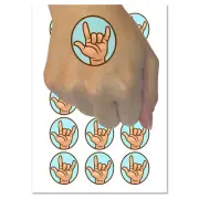 I Love You Hand Sign Language Temporary Tattoo Water Resistant Fake Body Art Set