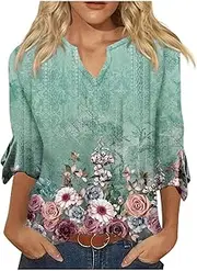 [Generic] Womens Tops Summer 2023,Puff Sleeve Tops for Women 3/4 Length Sleeve Plus Size Womens Tops Summer top Women Plus Size Tunic Tops Oversized t Shirt for Women t Shirts for