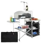 Camping Folding Cook Table Portable with Cupboard Windscreen