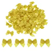 150Pcs Mini Ribbon Bows 13" Mini Fabric Satin Ribbon Gift Flower Bows Gold