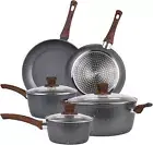 Nonstick Pots and Pans Cookware Sets, 8PCS Coating Marble Frying Pans & Saucepan