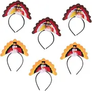 [Alipis] Thanksgiving Day Turkey Hairband 6pcs Turkey Buckle for Boys and Girls Festive Party Dress up Props