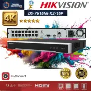 Hikvision DS-7616NI-K2/16P 4k Network Video Recorder - Black